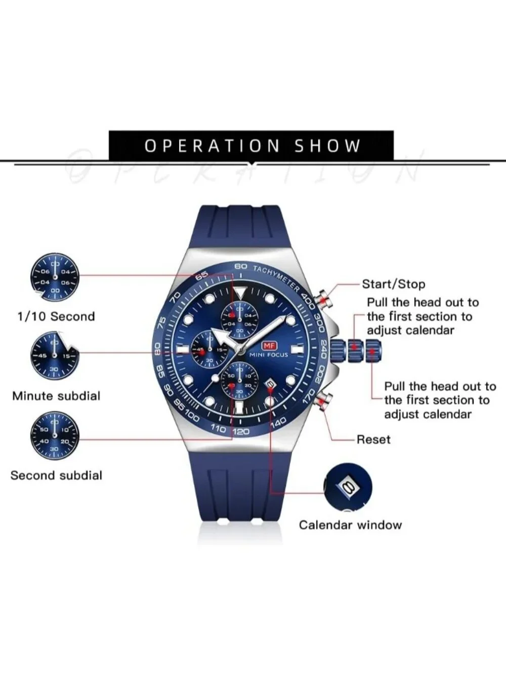 Men's Blue And Silver Analog Quartz Waterproof Chronograph Stylish Casual Watch